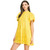 Women's Pinch Short Sleeve Solid Tunic Mini Dress - Yellow Side