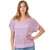 Women's Mystree Crochet Weave Slouchy Short Sleeve Pullover Top Lavender Front