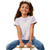 Girls' Hayden Pearl Ribbon Patch Knit T-Shirt - Lavender Model Sitting