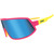 Goodr My Other Ride Is A Jet Pack Sunglasses With Yellow And Magenta Wrap Frames Angled View