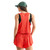 Women's Mono B Drapey Tank Top Blushed Brick Orange Back Model View