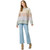 Women's Mystree Color Block Pointelle Sweater - Ivory Oatmeal Full Model Women's Mystree Color Block Pointelle Sweater - Ivory Oatmeal Full Model