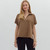 Women's Entro Split Collar Short Sleeve Top Mocha Brown Front Women's Entro Split Collar Short Sleeve Top Mocha Brown Front
