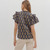 Women's Entro Patterned V-Neck Short Sleeve Top Midnight Navy Blue Back