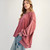 Women's Easel Mineral Washed Hi-Low Hem Oversized Sweatshirt Boho Red  Side
