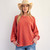 Women's Easel Textured Thermal Top Poppy Red Front