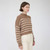 Women's Blu Pepper Striped Mock Neck Sweater Cocoa Brown Side