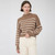 Women's Blu Pepper Striped Mock Neck Sweater Cocoa Brown Front