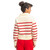 Women's Double Zero Striped Half Zip Pullover Cream/Red Back