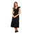 Women's Blu Pepper Flutter Sleeve V-Neck Midi Dress Black Front Model View