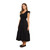 Women's Blu Pepper Flutter Sleeve V-Neck Midi Dress Black Side Model View