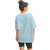 Women's Double Zero Striped Crew Neck Oversized Tee Blue Back Model View