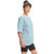 Women's Double Zero Striped Crew Neck Oversized Tee Blue Side Model View