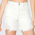 Women's Risen High Rise Tummy Control Distressed Mid Thigh Shorts White Main