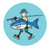 Life is Good Jake Big Fish 4" Circle Sticker Aqua Blue Main