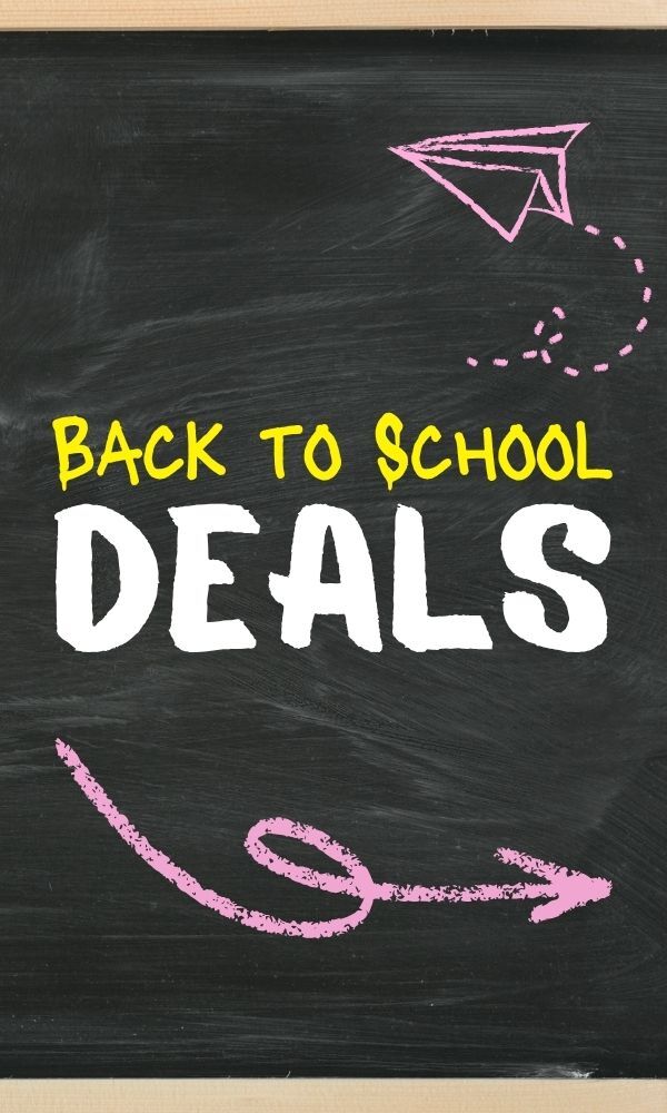 Back to School Deals on navy blue background