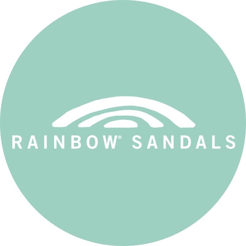 Rainbow Sandals logo on green background