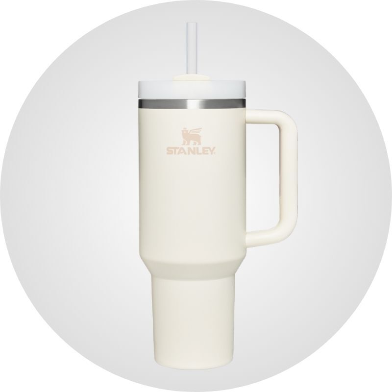 Stanley Quencher over grey background