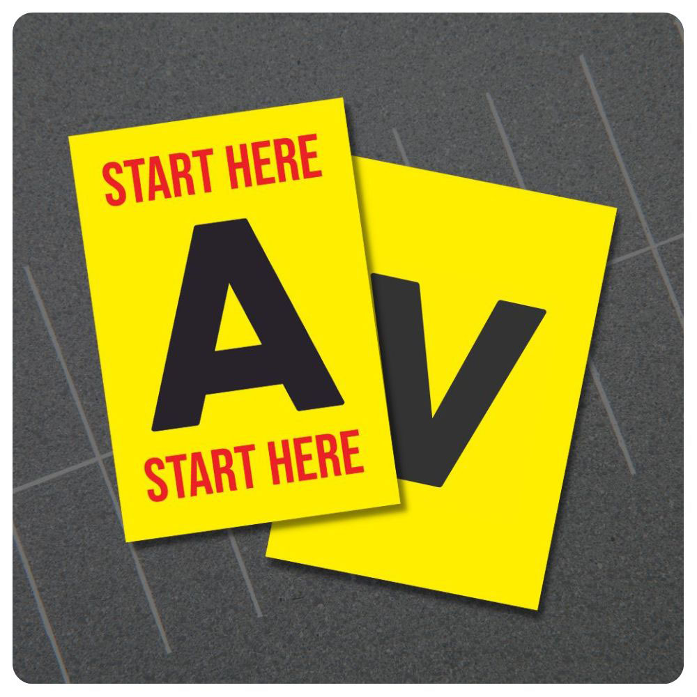 Image of Parking Signs. Start Here A - V