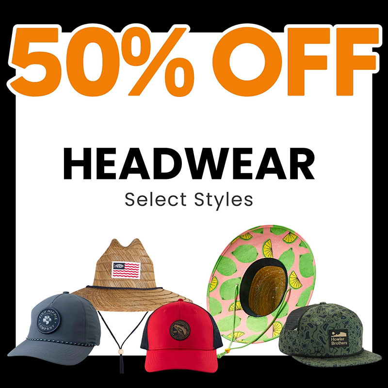 50% off select headwear and hats.