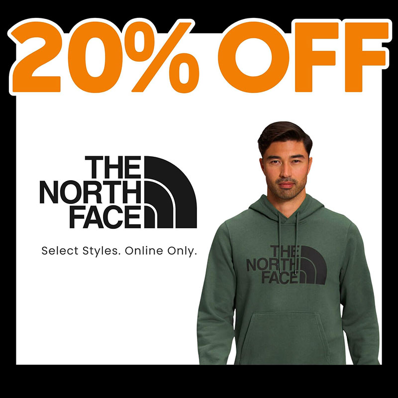 20% off Select The North Face styles.