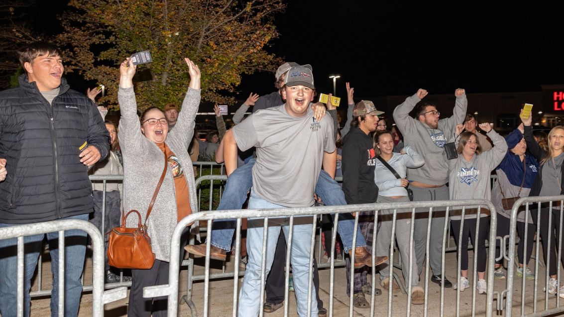 A very excited group of people in line at Eagle Eye's Black Friday event