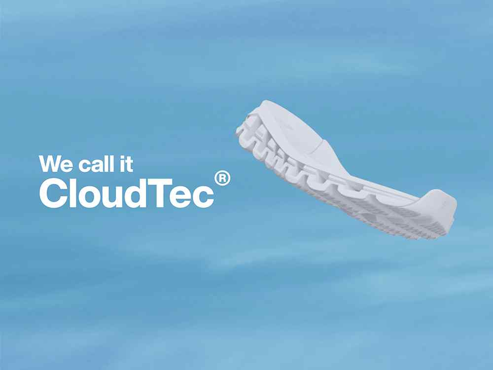 We call it CloudTec. White bottom of On shoe floating in the sky.