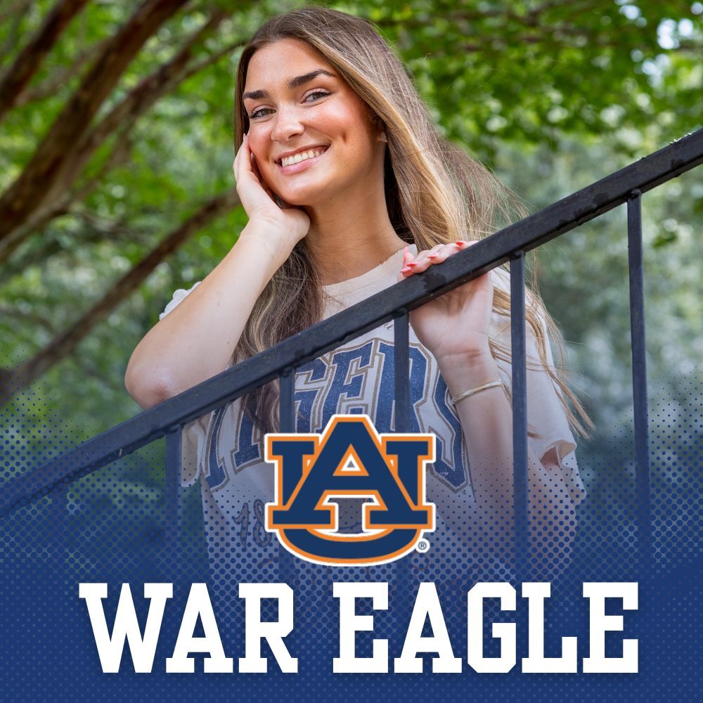 Auburn University  Southern Collegiate Apparel. Girl wearing Auburn Tigers navy and orange t-shirt.
