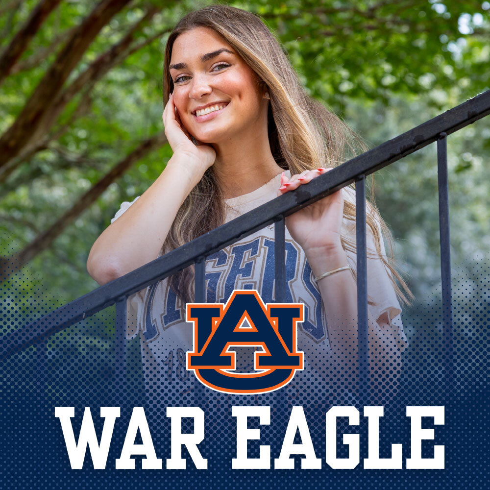 Auburn University. War Eagle. Photo of woman wearing Auburn Tigers t-shirt.