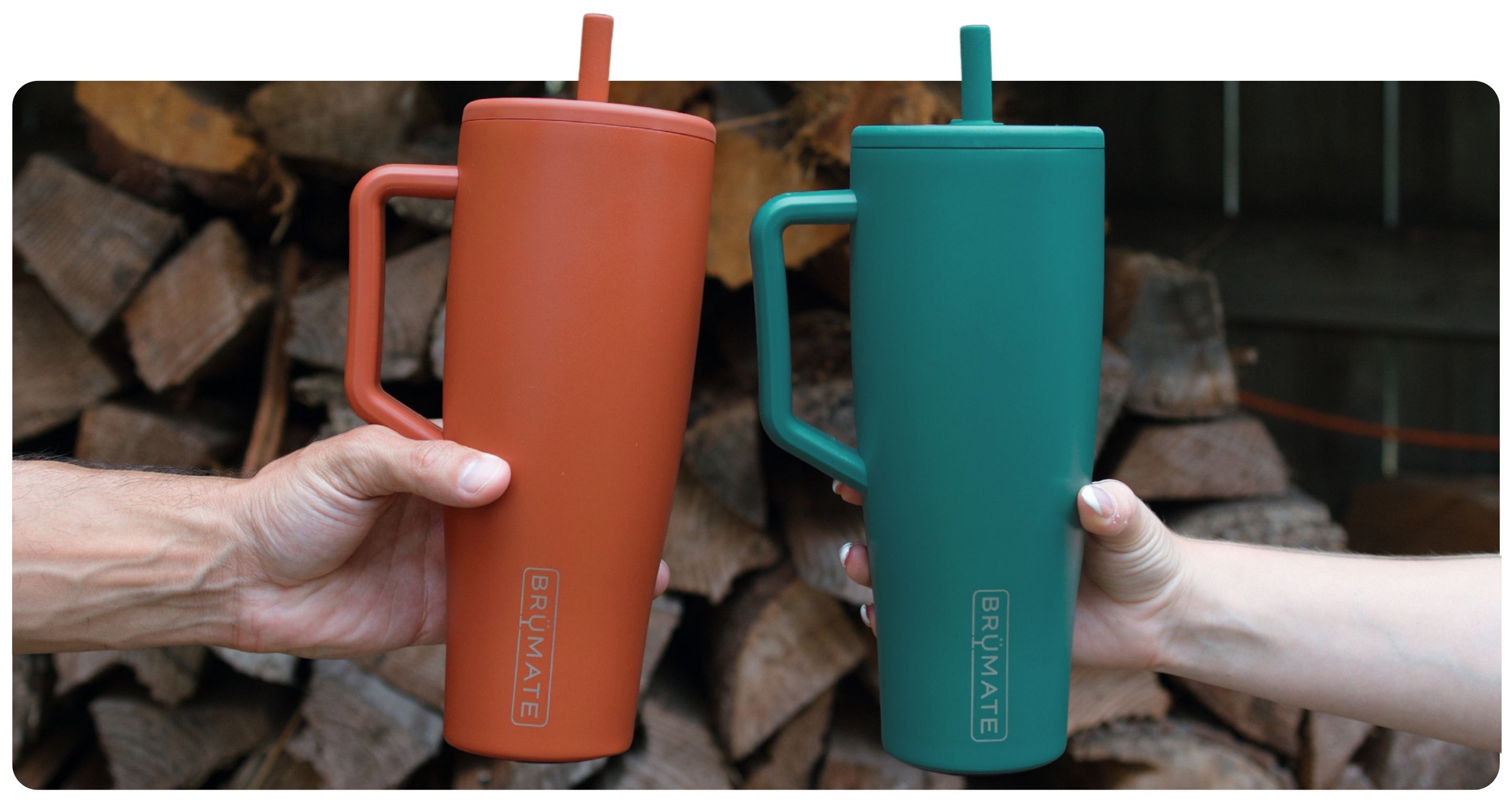 A red and green brumate cup