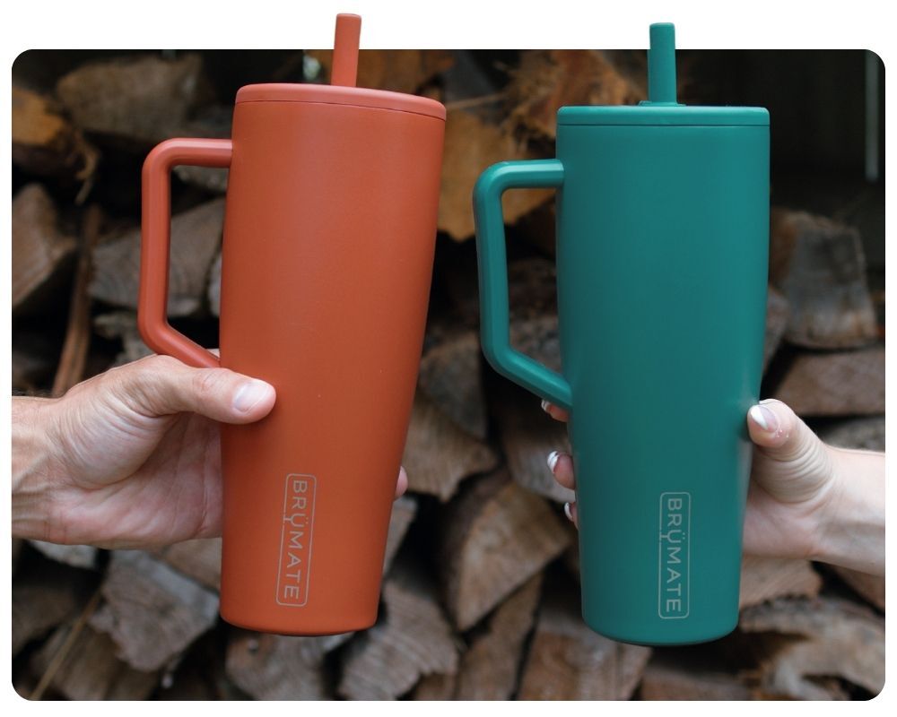 A red and green brumate cup