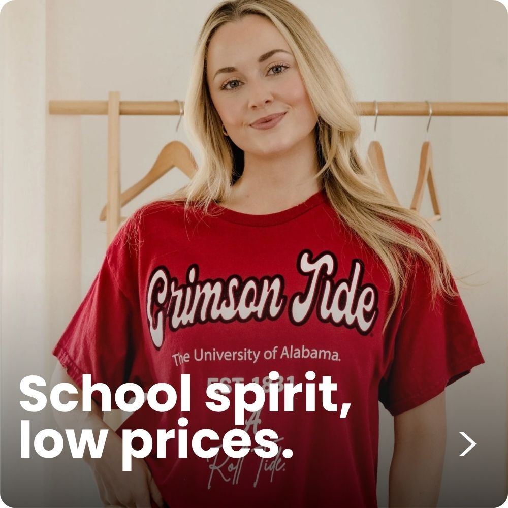 School spirit, low prices. Shop clearance Collegiate Apparel from Alabama, Auburn, Georgia, FSU, Florida, and Troy.