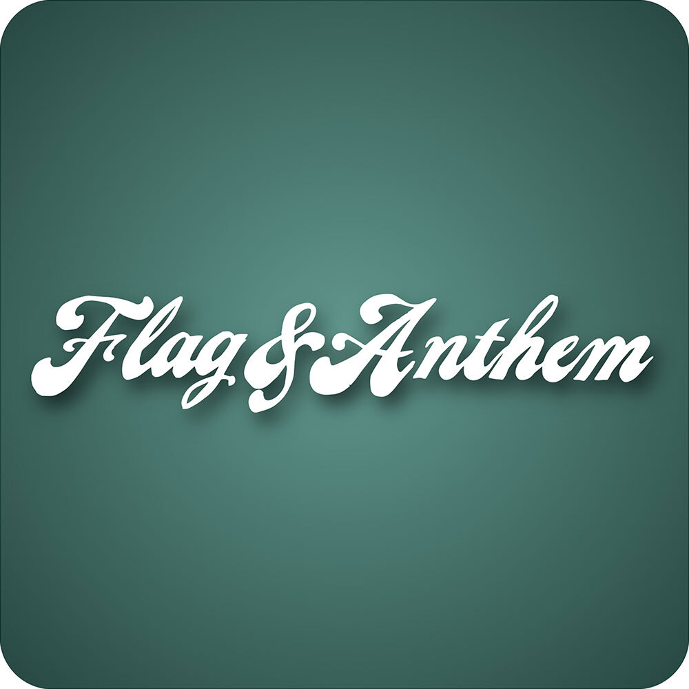 Green background with Flag & Anthem logo on top