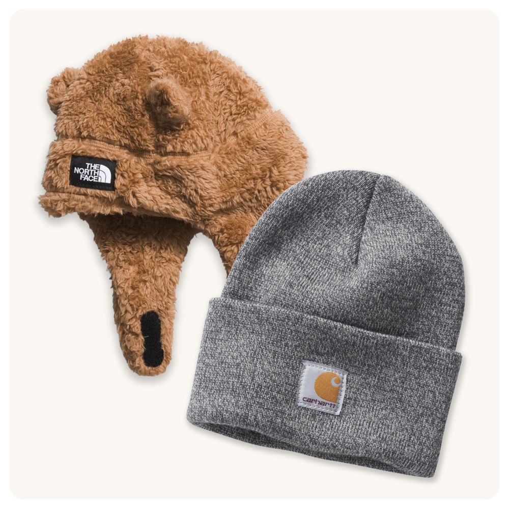 Picture of The North Face and Carhartt Kids hats.