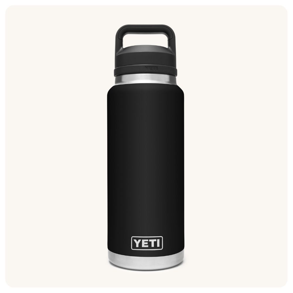 Black Yeti wide mouth water bottle.