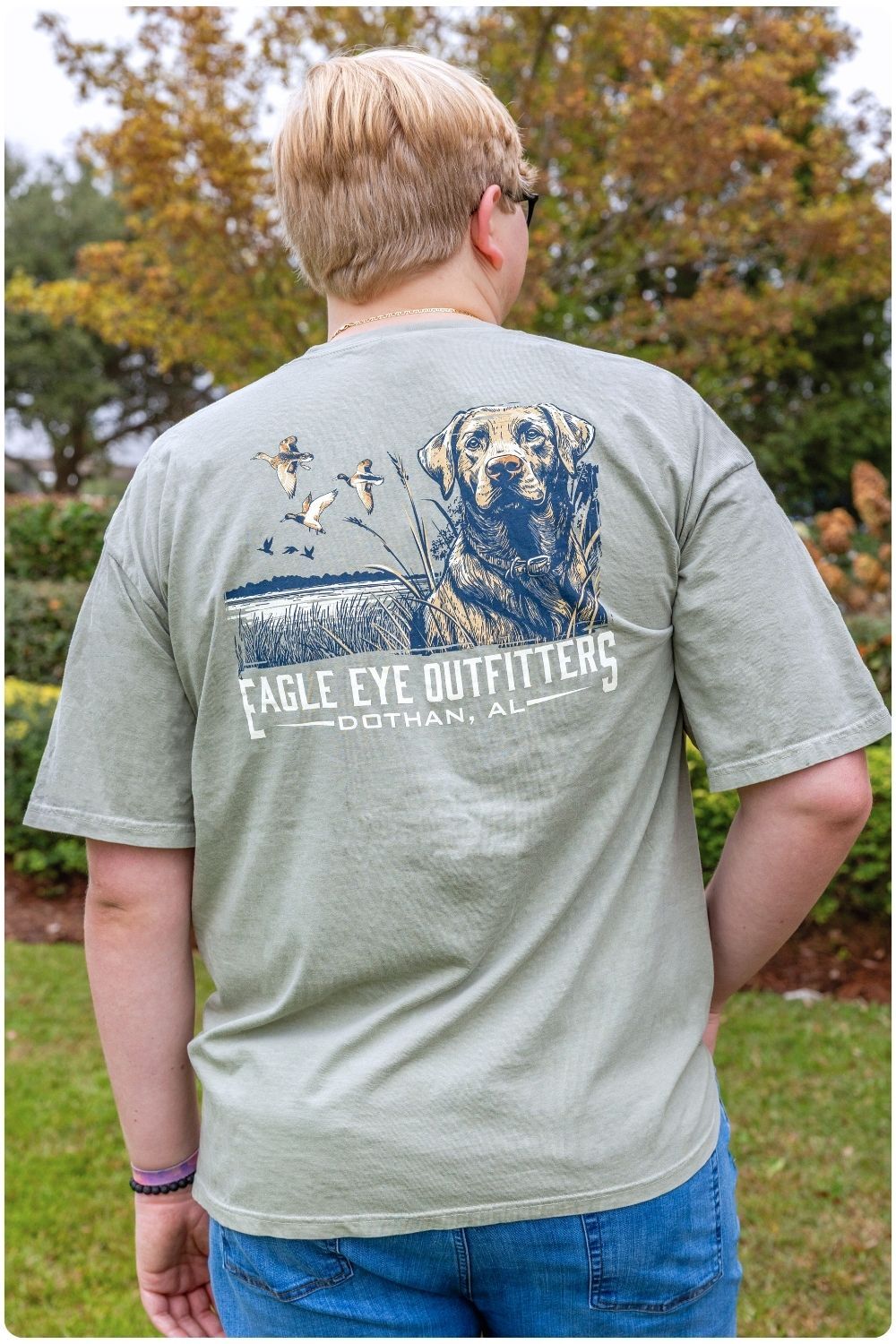 Man wearing Eagle Eye Outfitters t-shirt