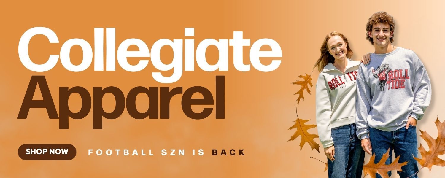 Collegiate Apparel. Football Season in back. Shop Now.