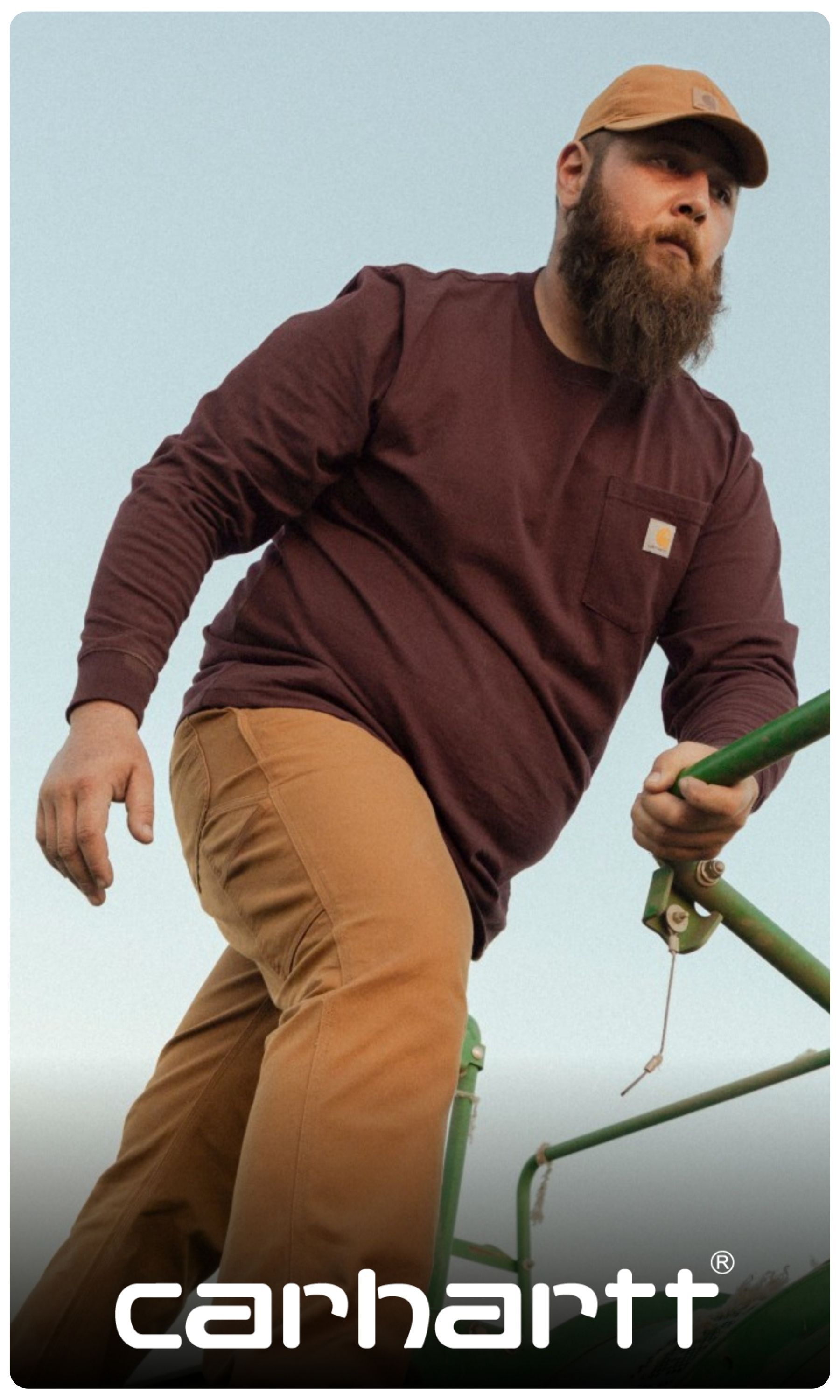Carhartt logo, man walking