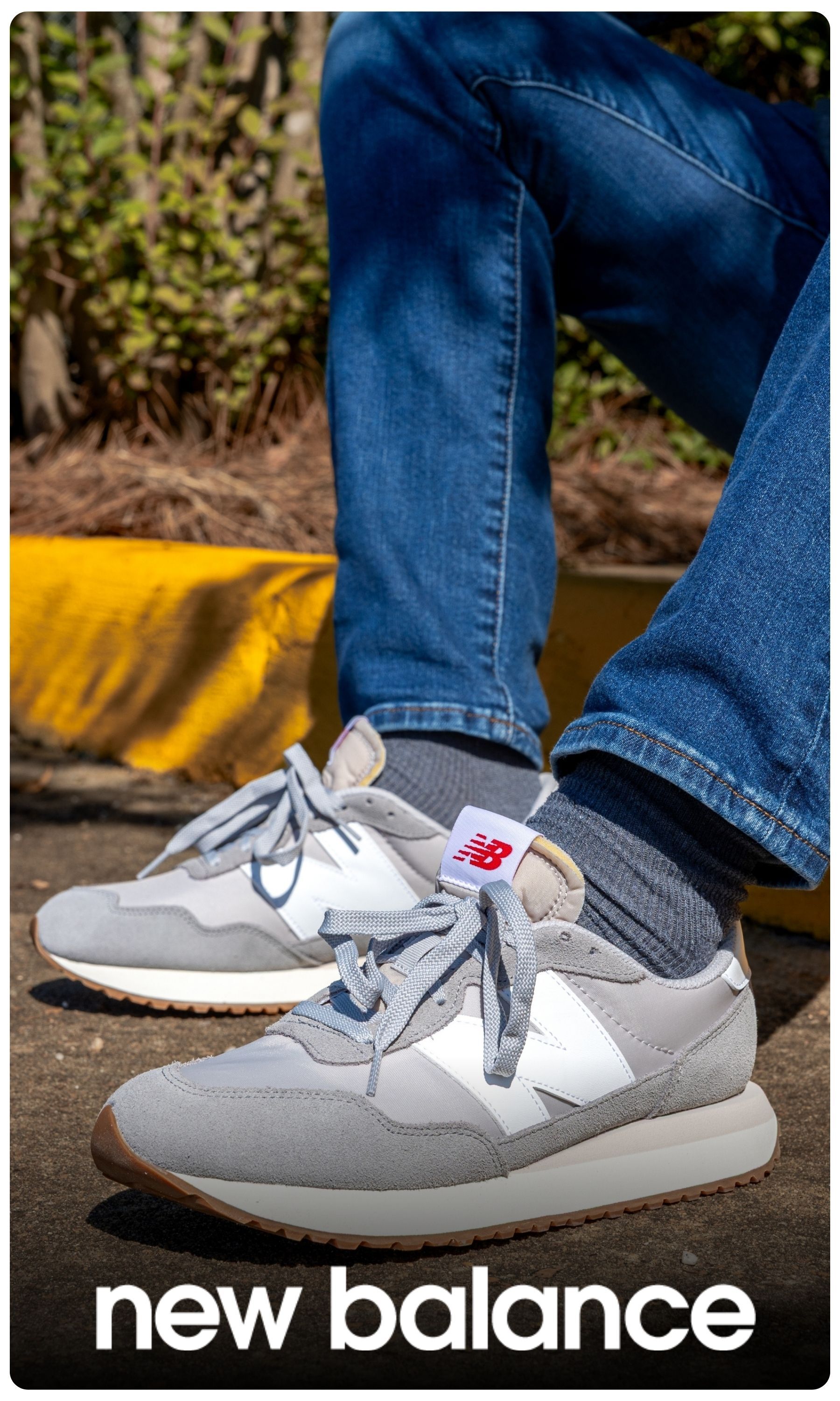 New Balance logo, pair of shoes