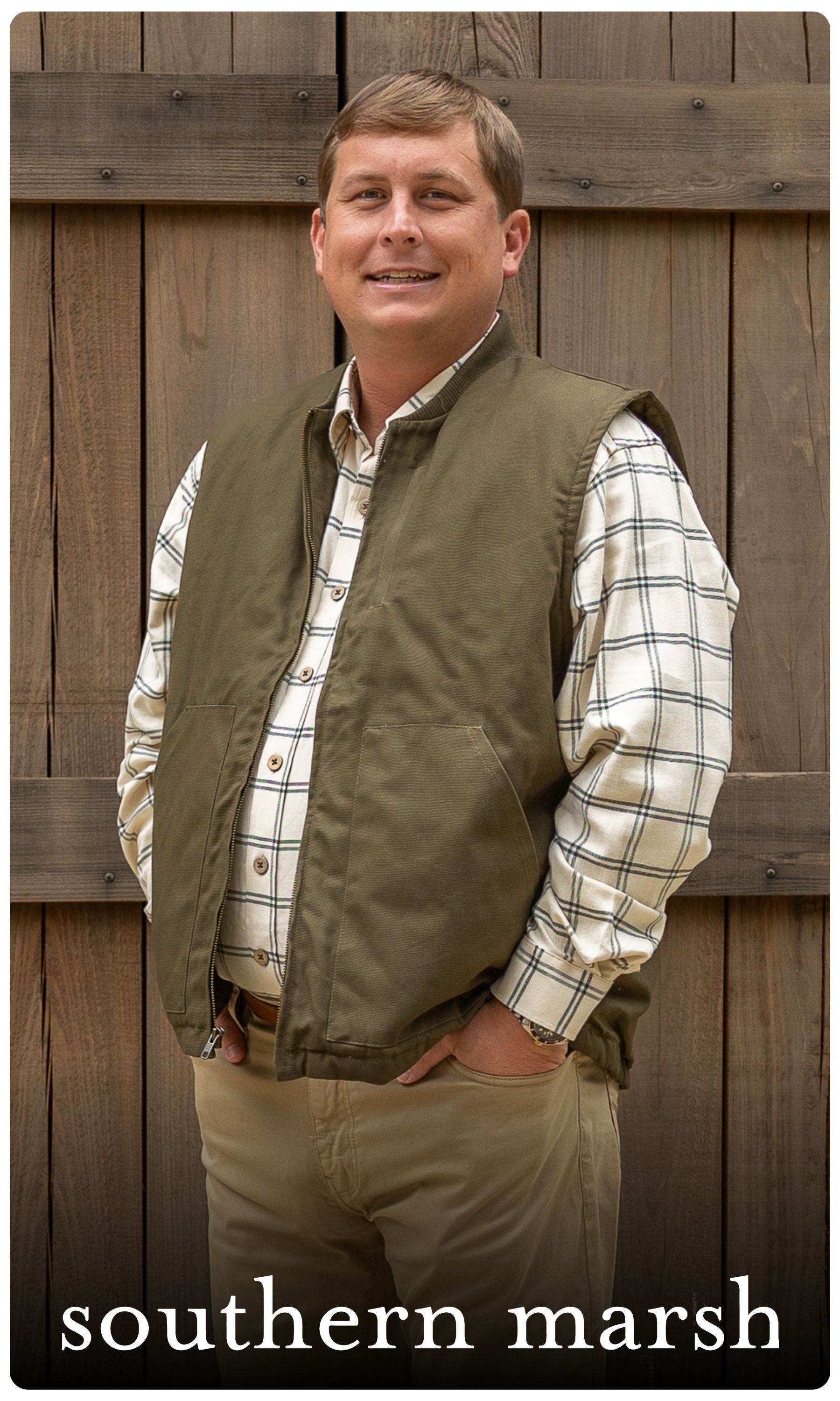 Southern Marsh logo, man with vest