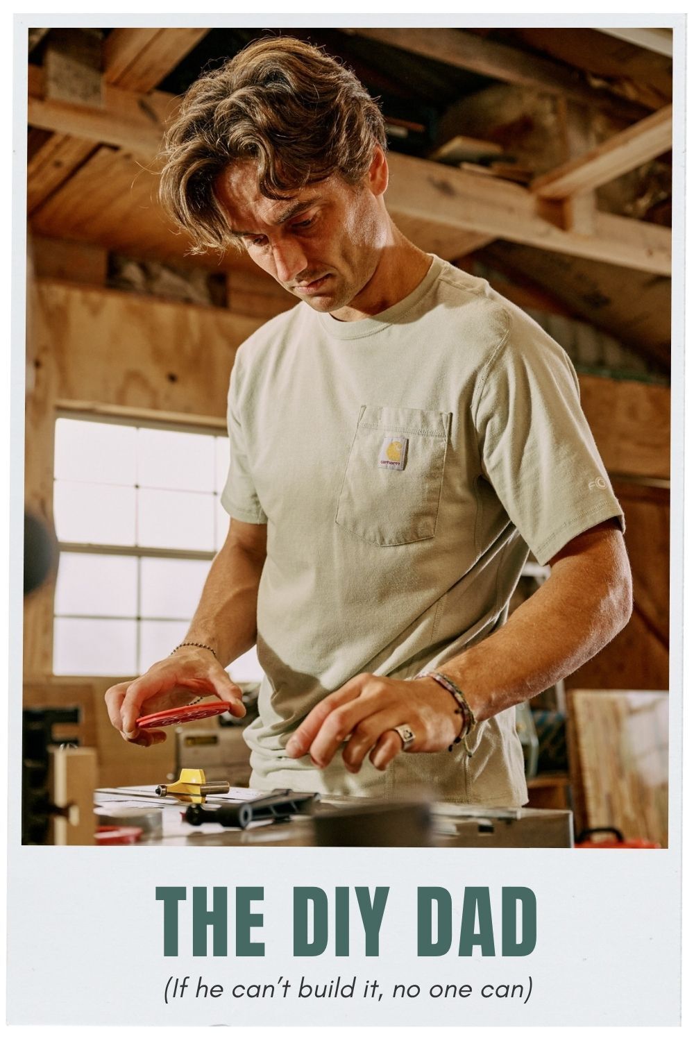 Man working in a shop. The DIY Dad (if he can't build it, no one can)