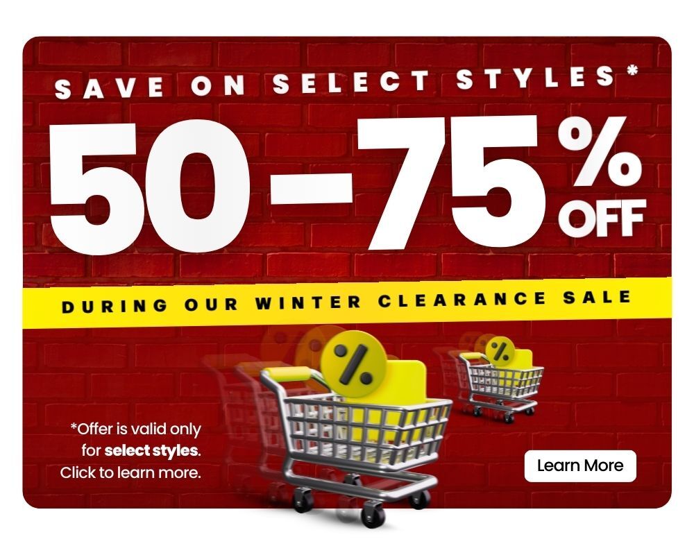 Save 50-75% fall and winter styles during our winter clearance sale.  Click to learn more.