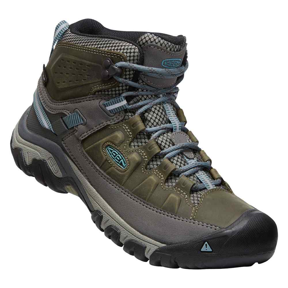 Women's KEEN Targhee III Waterproof Mid Boot displayed in outdoor setting demonstrating durability and design features
