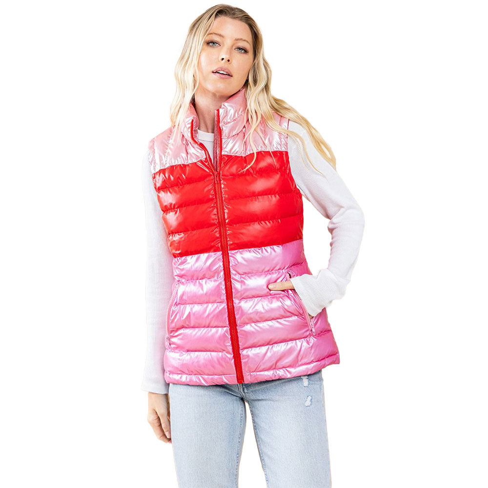 Women's TCEC Metallic Color Block Puffer Vest