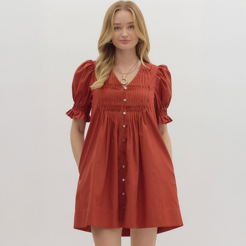 トップス OHESHIO PINTUCK LAYERED MINI DRESS, Women's Entro Short Sleeve Pintuck Mini Dress | Eagle Eye