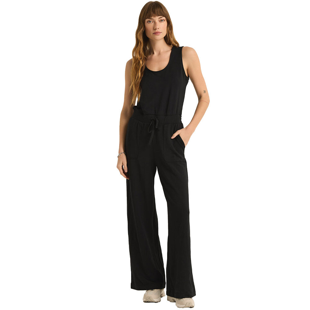 Women's Z Supply Layover Modal Fleece Jumpsuit - Black | Eagle Eye