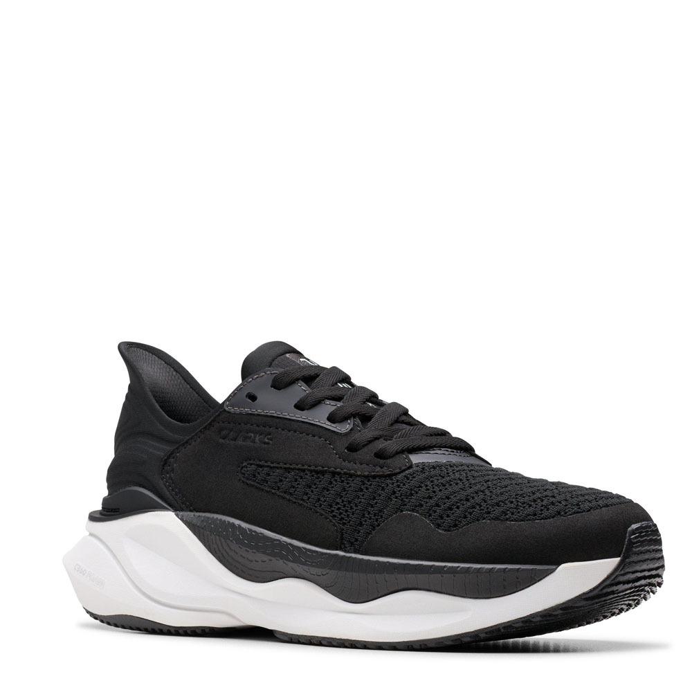 Men's Clarks Pace Walking Sneakers - Black White | Eagle Eye