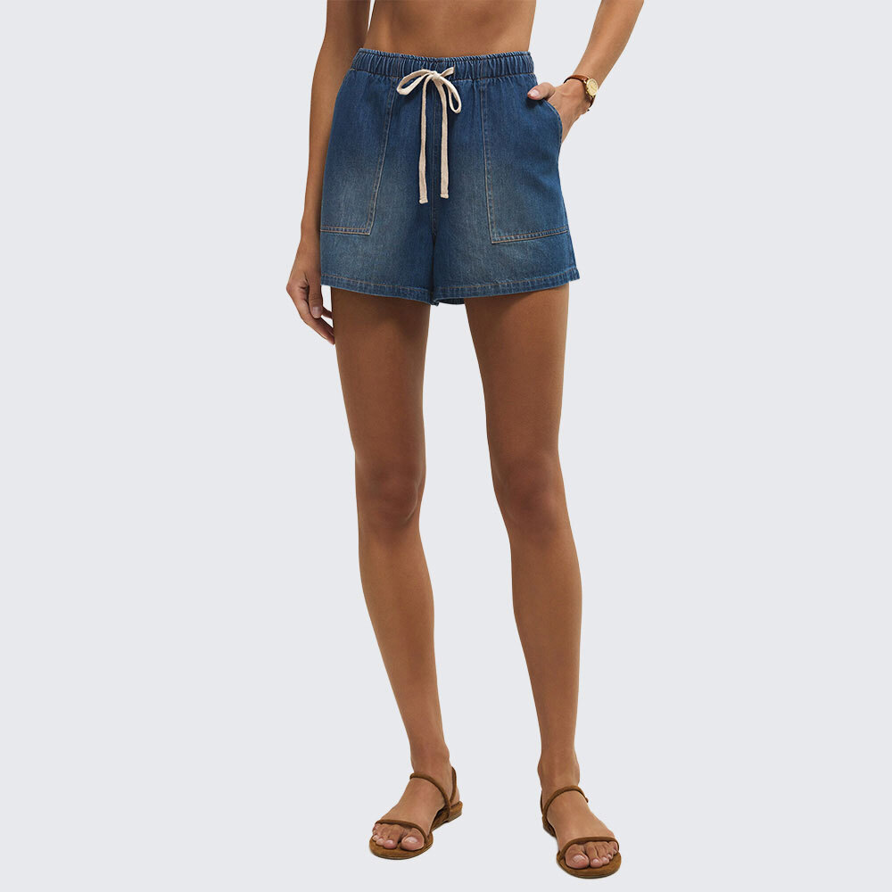 Women's Z Supply Daycation Denim Utility Shorts - Deep Water Blue
