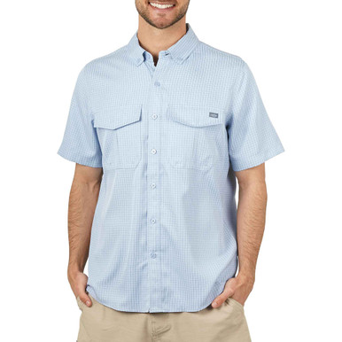Chemise De Pêche Homme AFTCO Palomar Tech – Manches Courtes – Bleu Littoral – Taille S – Neuve