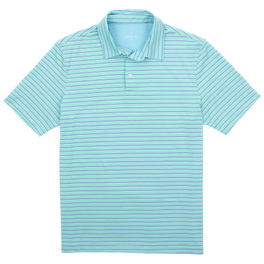 Properly Tied Boys Watersound Polo Shirt - Green Christmas Mistletoe Stripes main image 0